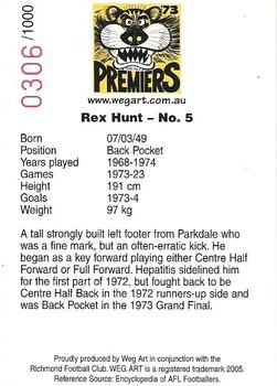 2005 Weg Art 73 Premiers 30th Anniversary #9 Rex Hunt Back